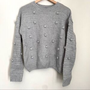 LUMIERE grey pom knit sweater